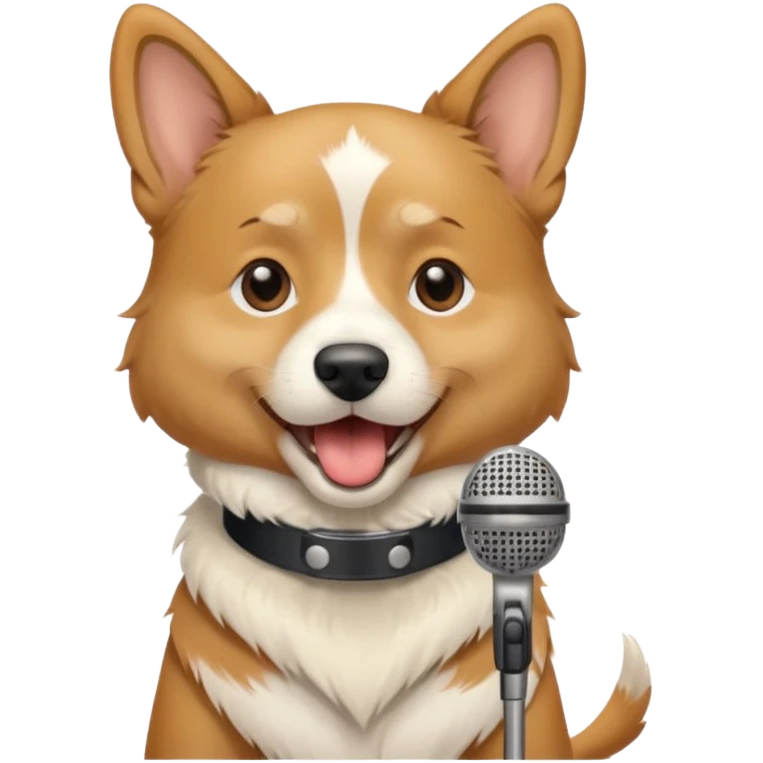 Dog singing with mic emoji