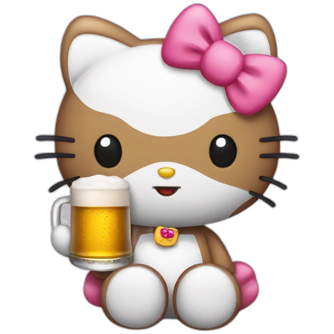 hello kitty drinking beer emoji