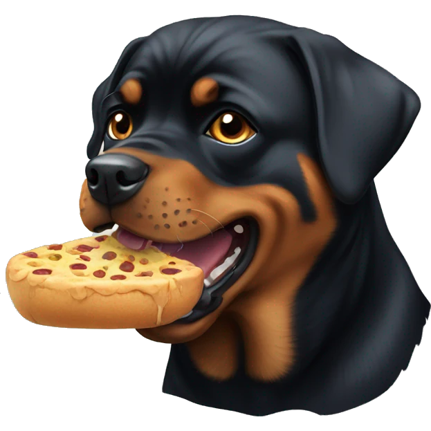 Rottweiler eating emoji
