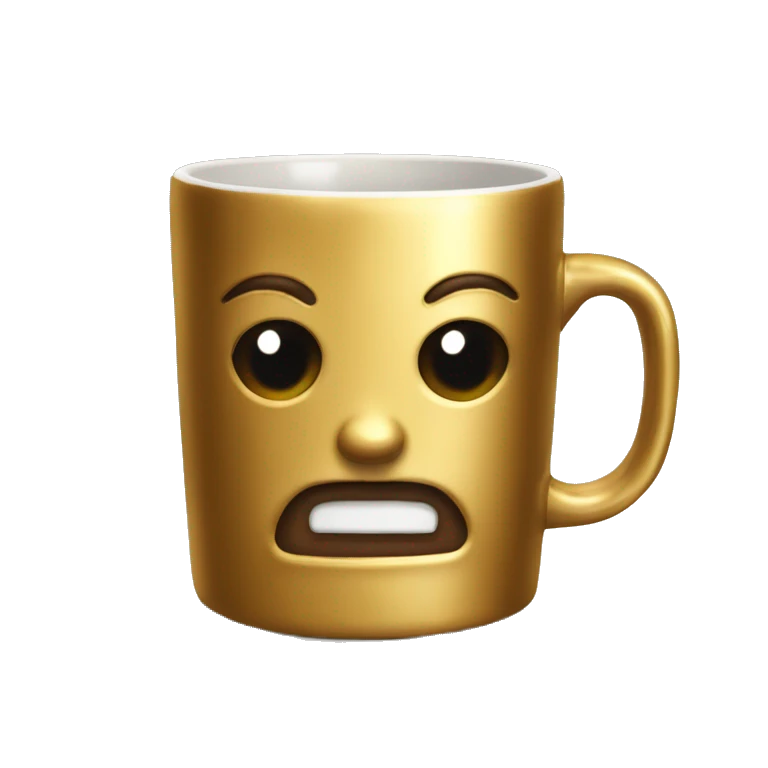 vintage Metallic Gold mug of coffe emoji