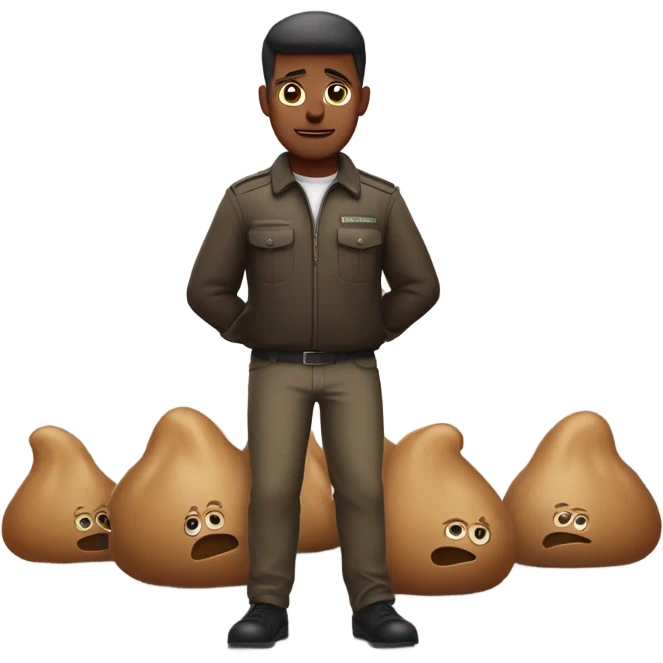 Man Defending a piece of poop emoji emoji