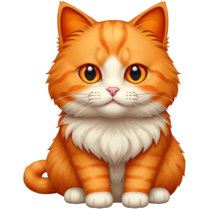orange puffy cat with red eyes emoji