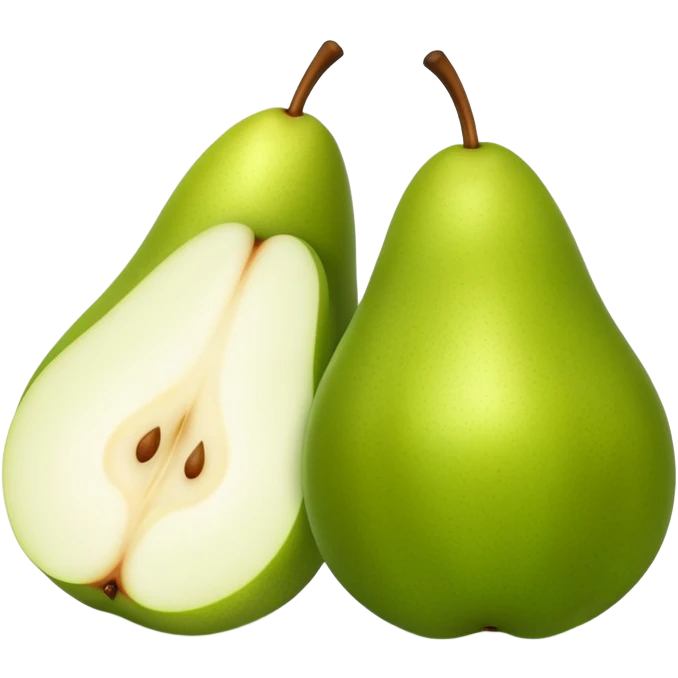 Green pear cut in half front emoji