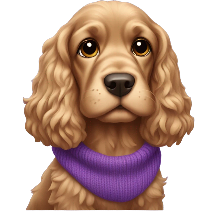 Cocker spaniel in purple sweater emoji