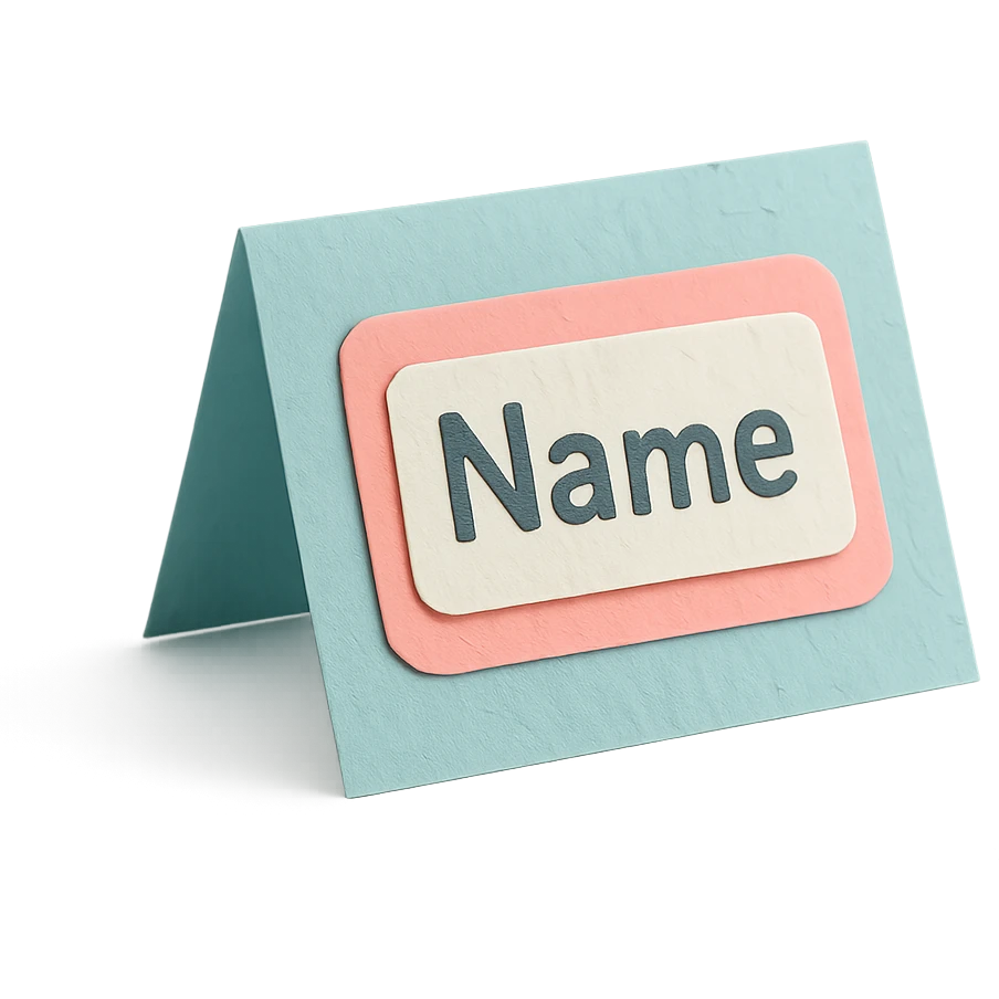 paper craft style folded card with 'Name' written on it emoji