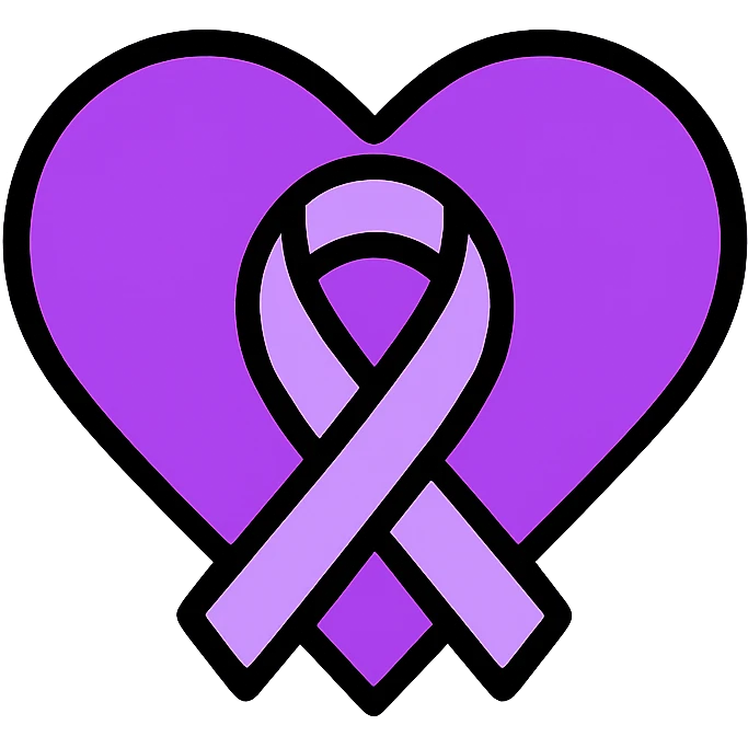 purple heart with a ribbon, color outline icon style emoji