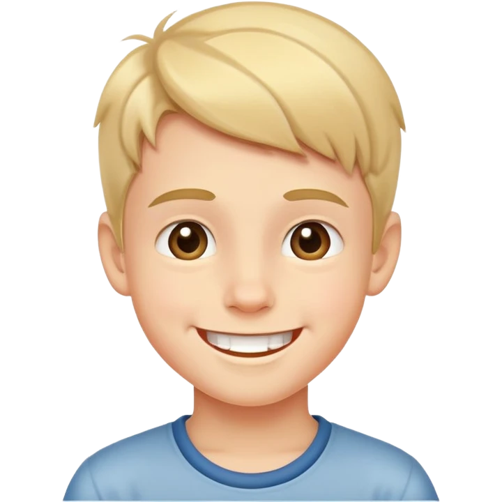 A young boy with a cheerful smile emoji