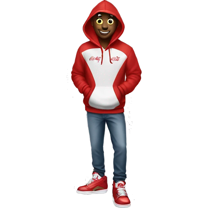 Coca cola wearing hoodie with jordan shoes emoji