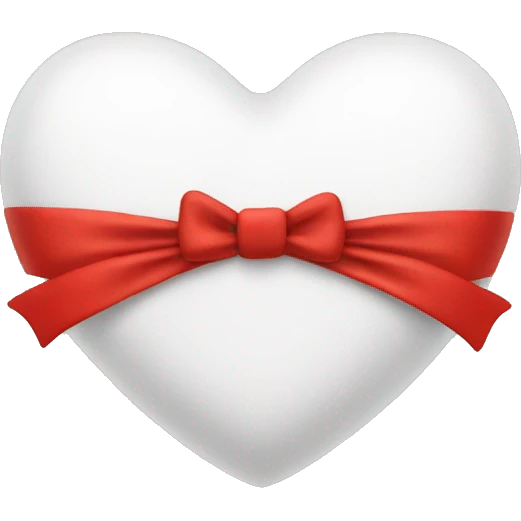 white heart with red bow around it emoji