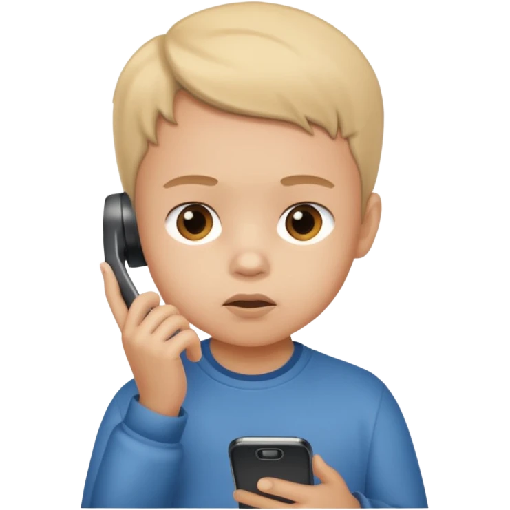 A child holds a phone in his hand, with cartoons on TV in the background emoji