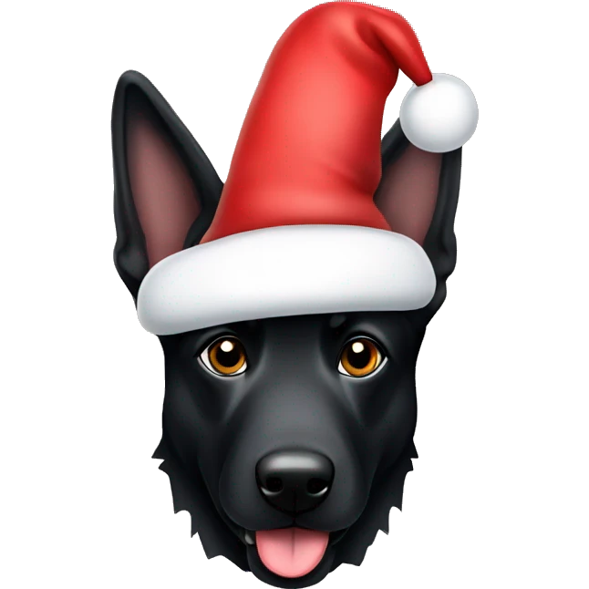 Black German Shepard Dog Santa hat emoji