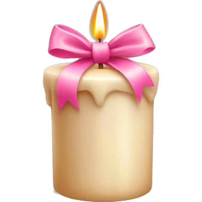beige candle with pink bow emoji