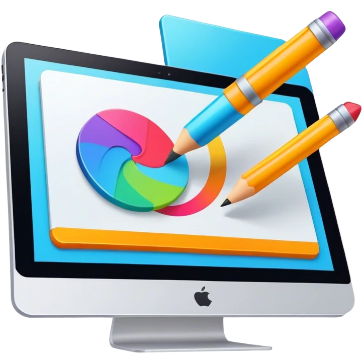 a vibrant and modern icon representing Animation and Motion Design, featuring elements like a graphic tablet and stilus, dynamic motion lines, and visuals of the process of creating animated films and GIF animations. The design colorful, and dynamic, without any emojis. The background transparent emoji