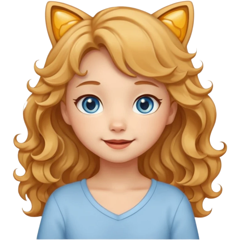 Создай яркий мультяшный телеграм‑стикер‑пак в духе Lady Cat: динамичный, кавайный и с милыми эмоциями ￼ ￼. Персонаж — молодая девушка с медовыми волнистыми волосами, серо‑голубыми глазами и нежной улыбкой; каждый стикер передаёт разные чувства, сохраняя романтичность и игривость. emoji
