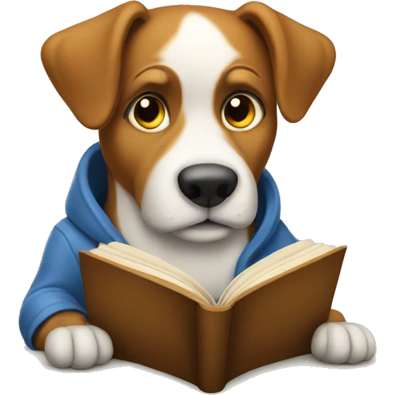 dog reading a book emoji