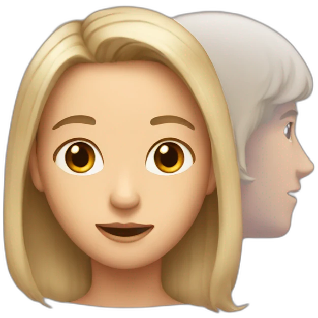 man with long hair imagines a woman with short hair emoji
