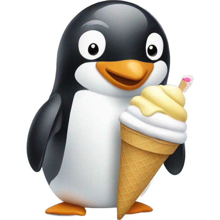 Penguin eating ice cream  emoji