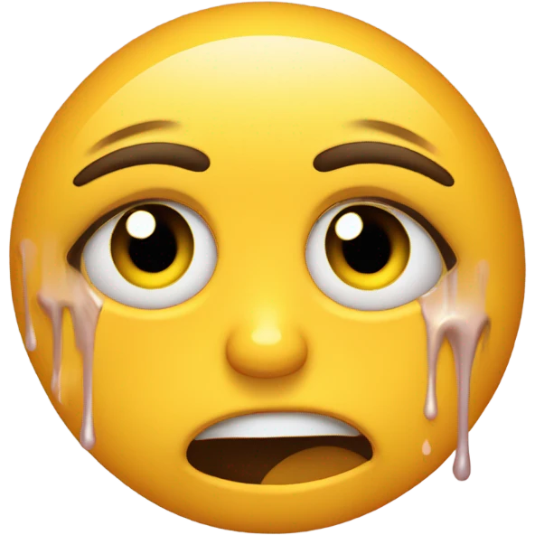 yellow emoji face crying with makeup mascara running down face emoji