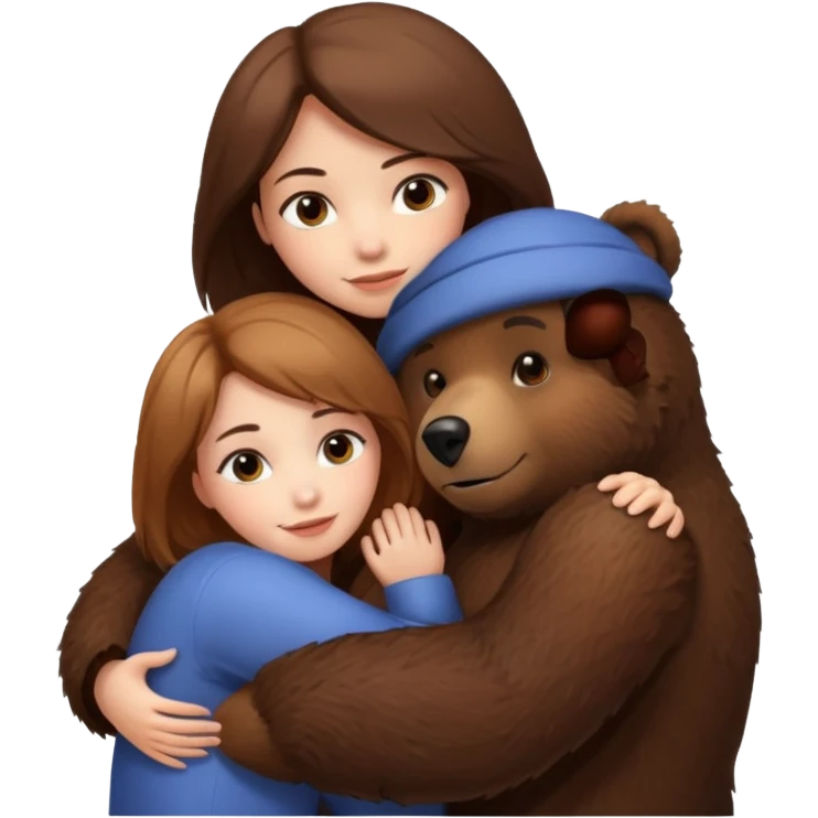Woman loving a big  bear emoji