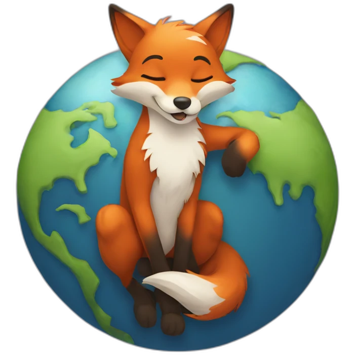 Handsome fox hugging the earth  emoji