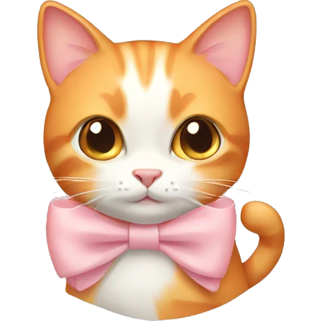 Light orange cat with a light pink bow emoji