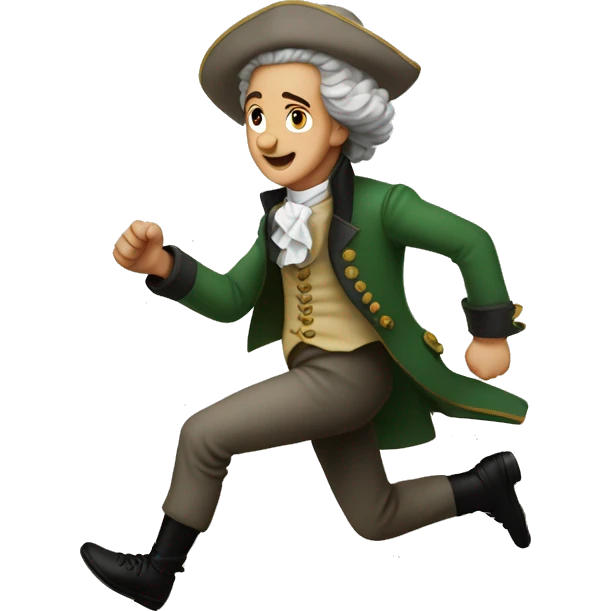 Young Goethe running, with a large stride and arms outstretched emoji
