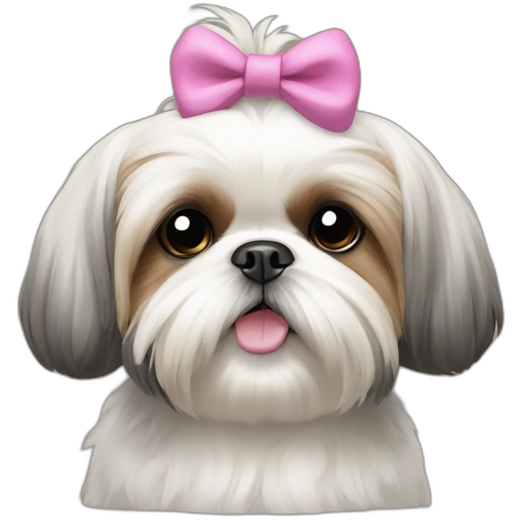 Dog Shih Tzu with a bow on head full-body emoji