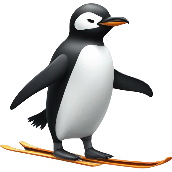 Cute extremely simple penguin skiing  emoji