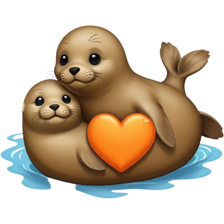 a seal in love with orange heart emoji