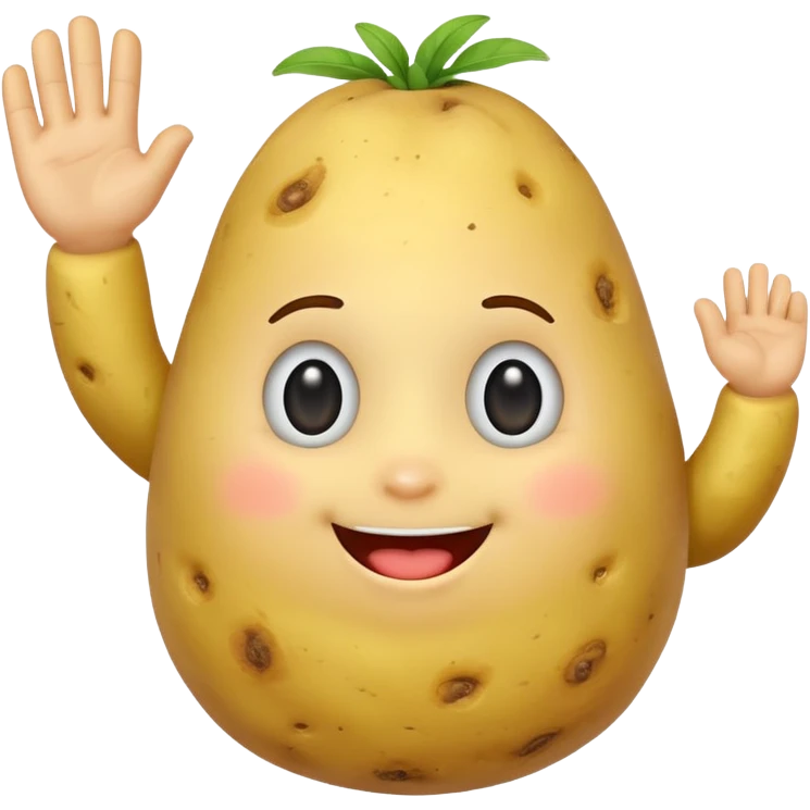 A cute potato emoji waving emoji