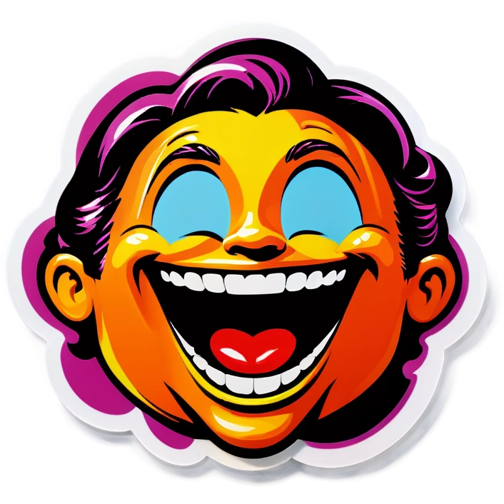 Pop art Giggling emoji