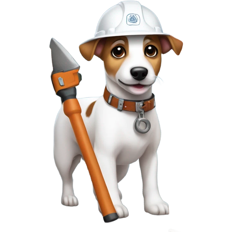 Jack Russel Terrier working as a  builder emoji