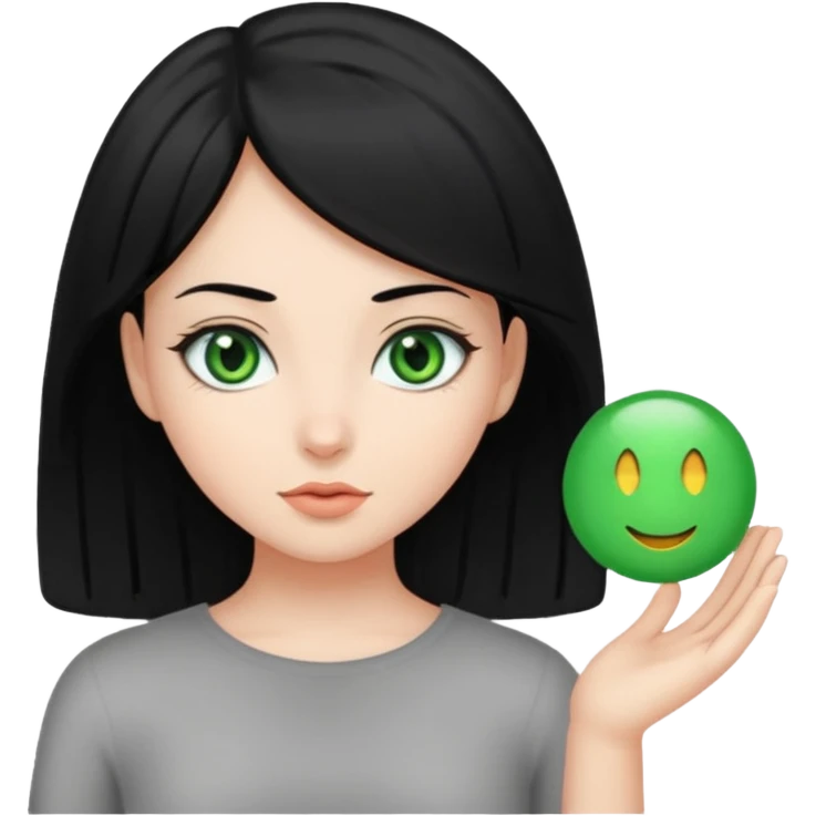 девушка с черными волосами по пояс emoji