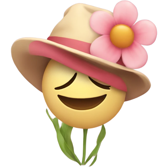 Flower with at cute hat on emoji