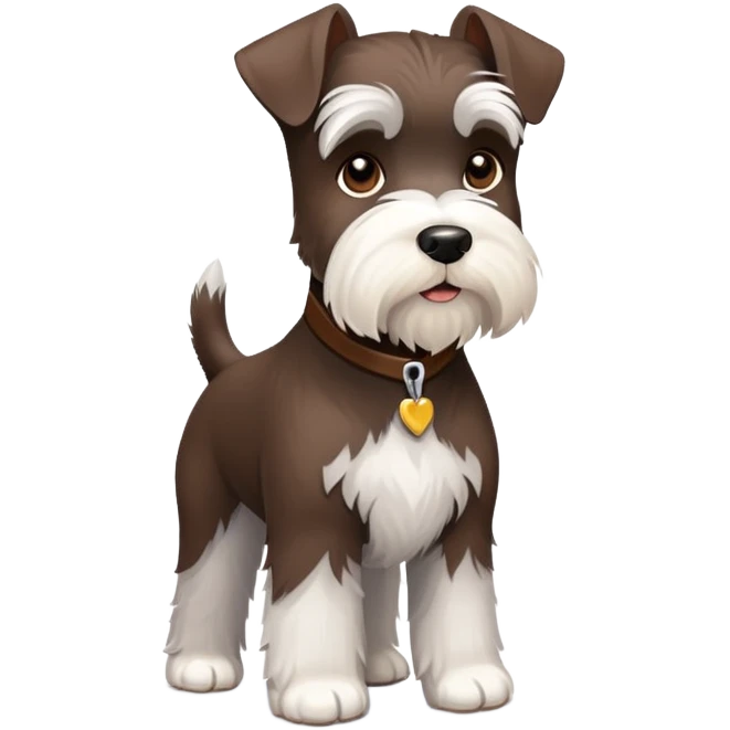 Chocolate and white schnauzer standing emoji