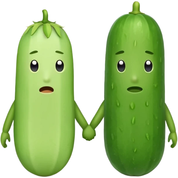 a sad cucumber holding hands with a penis  emoji