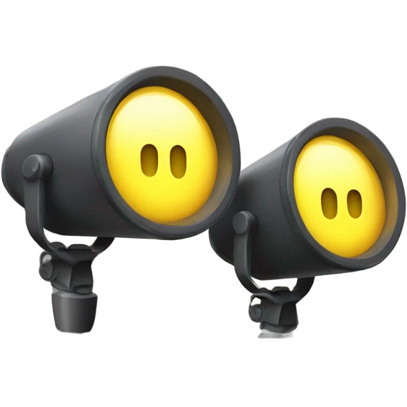 two spotlights pointing up, glowing with a  yellow light emoji