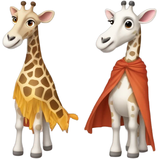 Une girafe stylisée et mignonne, avec un look de super-héroïne. Elle porte une cape flottante emoji