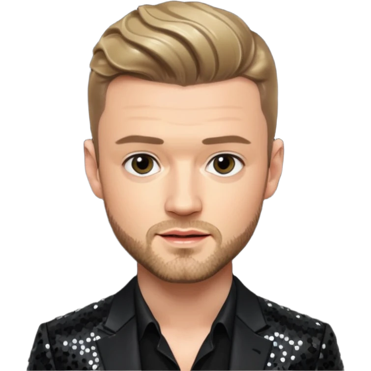 Justin Timberlake from 'N Sync with dark blonde hair, black sequin outfit emoji