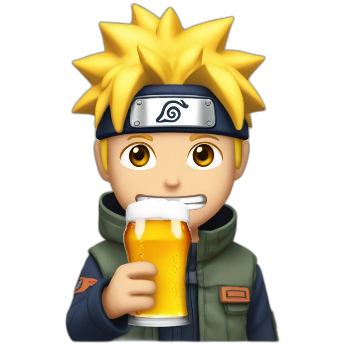 Naruto buvant une bière emoji