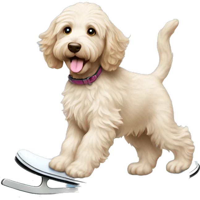 Australian labradoodle puppy ice skating emoji