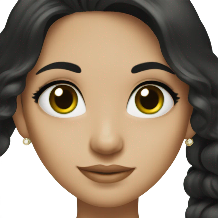 Beautiful bride with long black hair green eyes  emoji