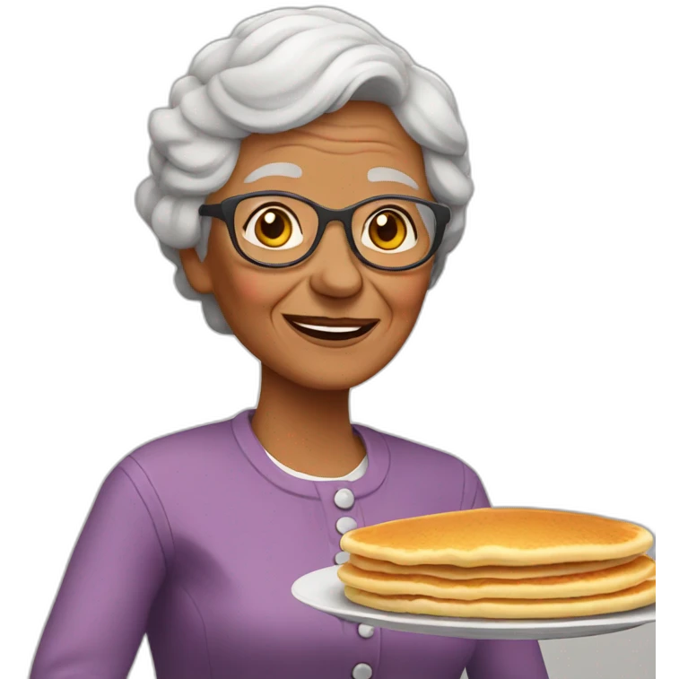 Granny with pancakes emoji
