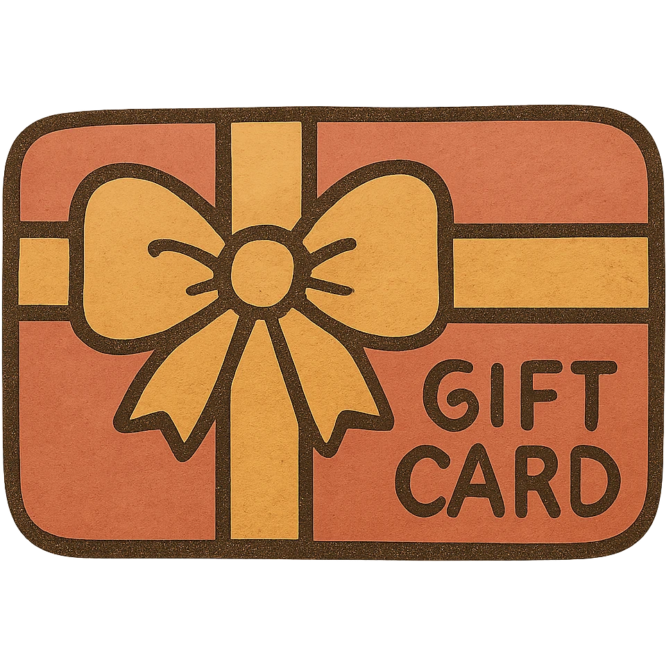 A gift card with a red and gold design, featuring a ribbon and bow, flat design. emoji