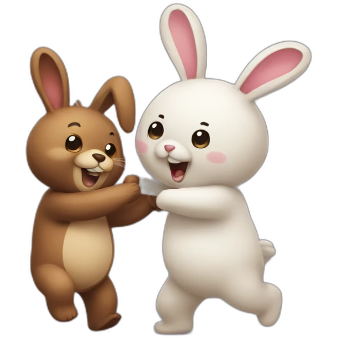 Bear and bunny dancing emoji