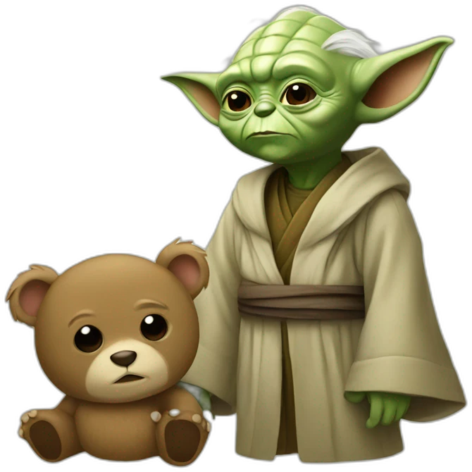 Yoda with a bear emoji