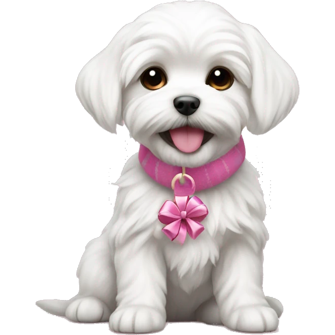 maltese puppy in pink christmas mood emoji