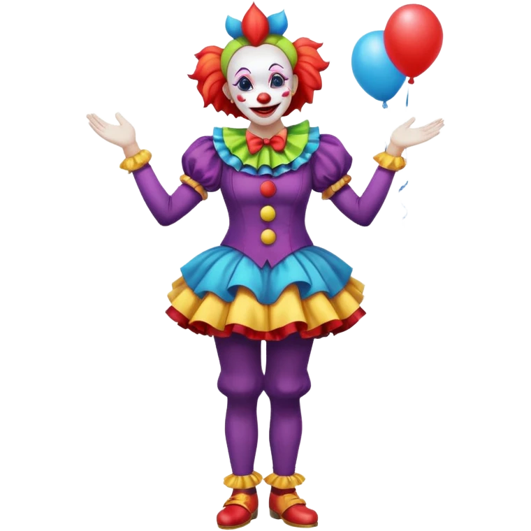 woman clown costume standing on foot emoji