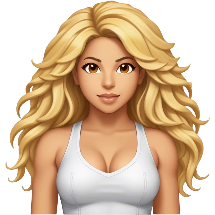 Cinematic Realistic portrait of Shakira, shown as a dynamic pop icon with expressive features and detailed modern attire, illuminated by vibrant, energetic lighting that highlights her global influence emoji