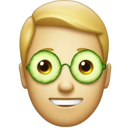 A Relaxing Emoji with cucumber over its eyes emoji